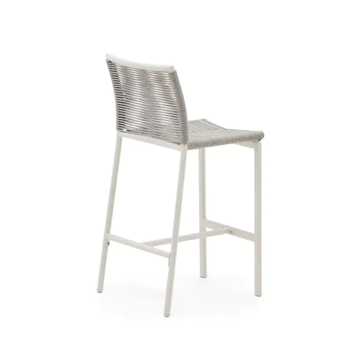 Taburete Exterior Cuerda Aluminio Blanco, 46 Cm
