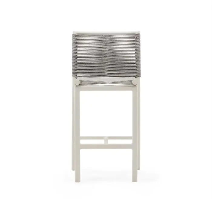 Taburete Exterior Cuerda Aluminio Blanco, 46 Cm