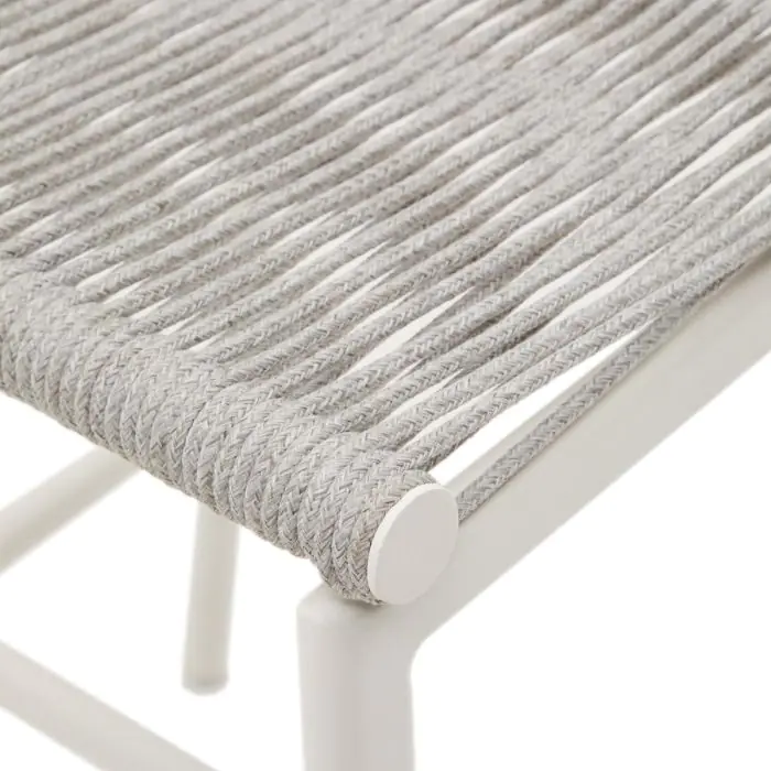Taburete Exterior Cuerda Aluminio Blanco, 46 Cm