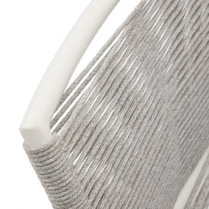 Taburete Exterior Cuerda Aluminio Blanco, 46 Cm