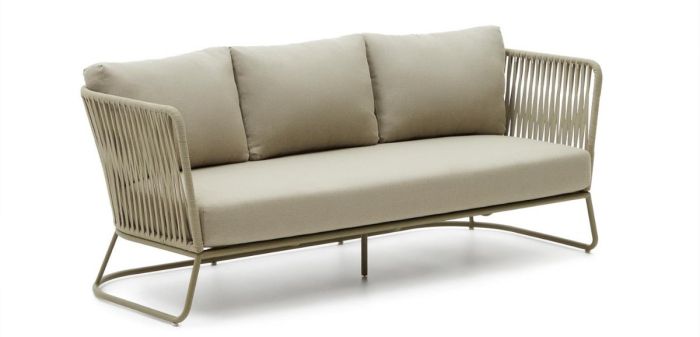 Sofá Exterior 3 Plazas Cuerda Acero Galvanizado Verde, 189 Cm