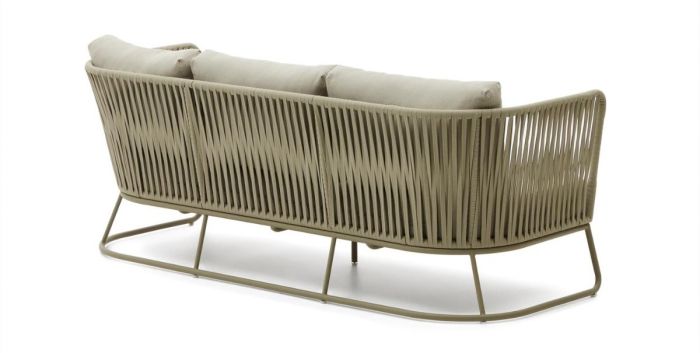 Sofá Exterior 3 Plazas Cuerda Acero Galvanizado Verde, 189 Cm