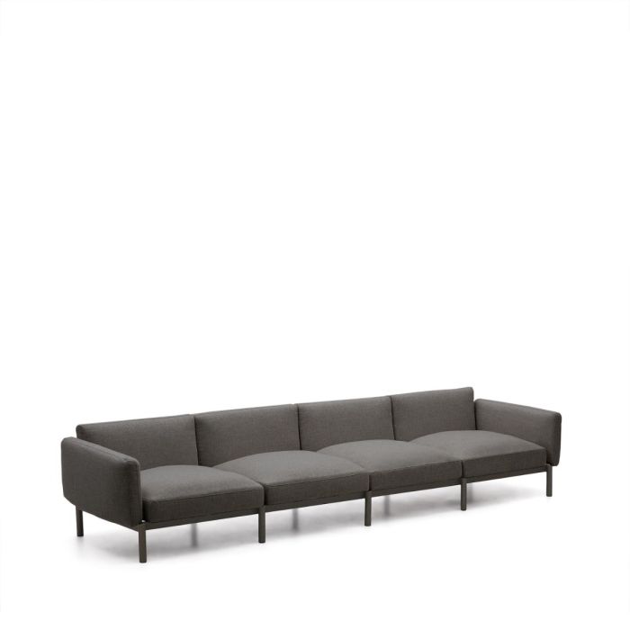 Sofá Modular Exterior 4 Plazas Tapizado Gris Aluminio Gris, 370 Cm