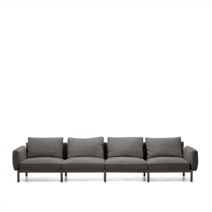Sofá Modular Exterior 4 Plazas Tapizado Gris Aluminio Gris, 370 Cm