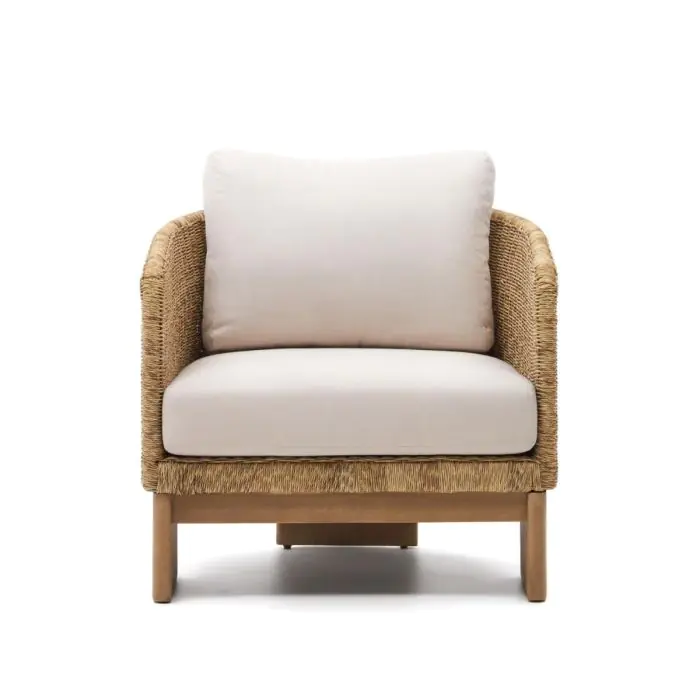 Sillón Ratán Sintético Madera Eucalipto, 80 Cm