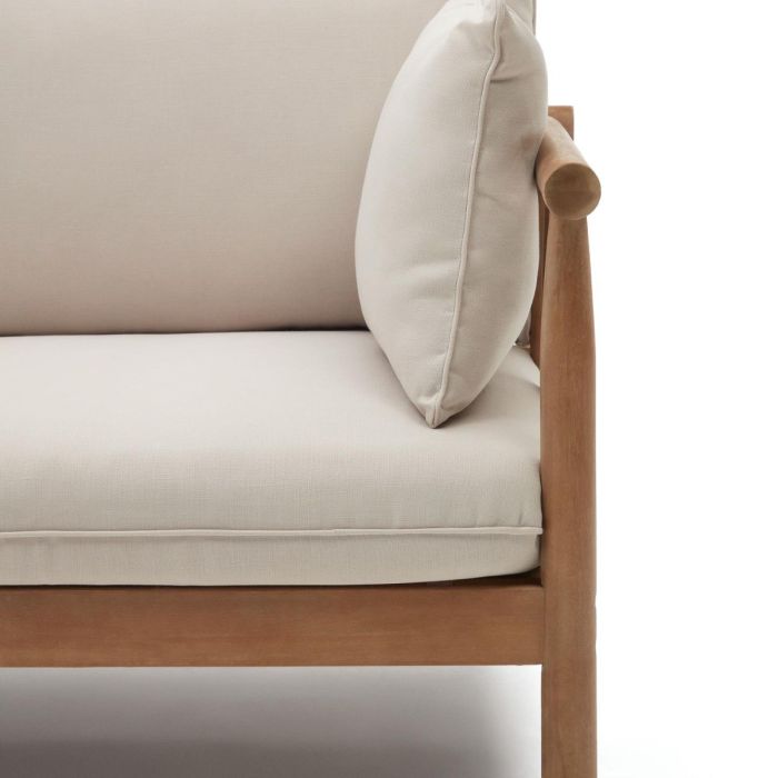 Set 2 Sillones Sofá 2 plazas Mesa Centro Madera Eucalipto, 195 Cm