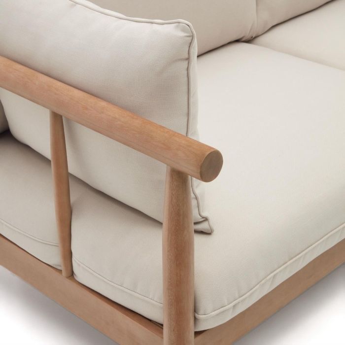 Set 2 Sillones Sofá 2 plazas Mesa Centro Madera Eucalipto, 195 Cm