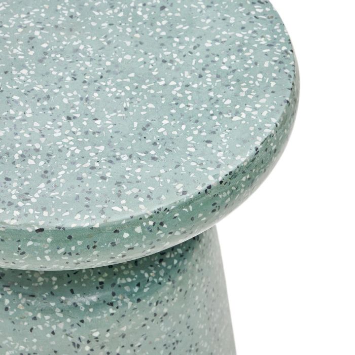 Mesa Auxiliar Exterior Terrazo Acabado Verde, Ø 39 Cm