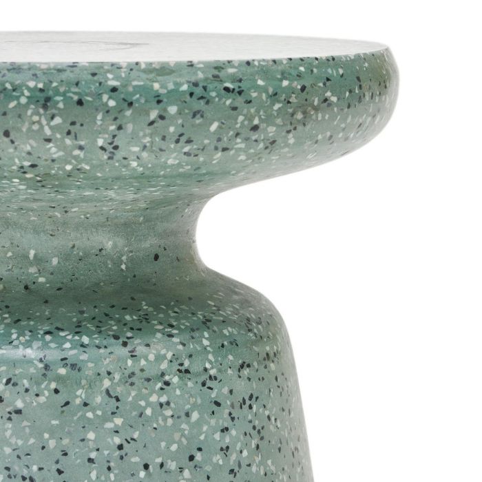 Mesa Auxiliar Exterior Terrazo Acabado Verde, Ø 39 Cm