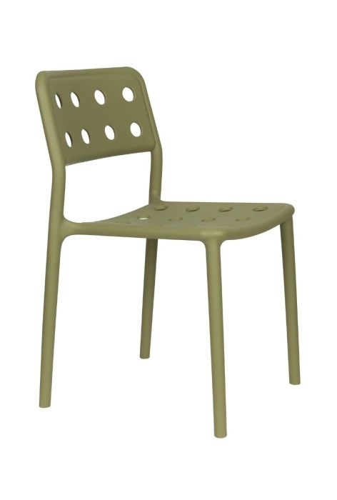 Silla moderna en plástico de polipropileno color verde.