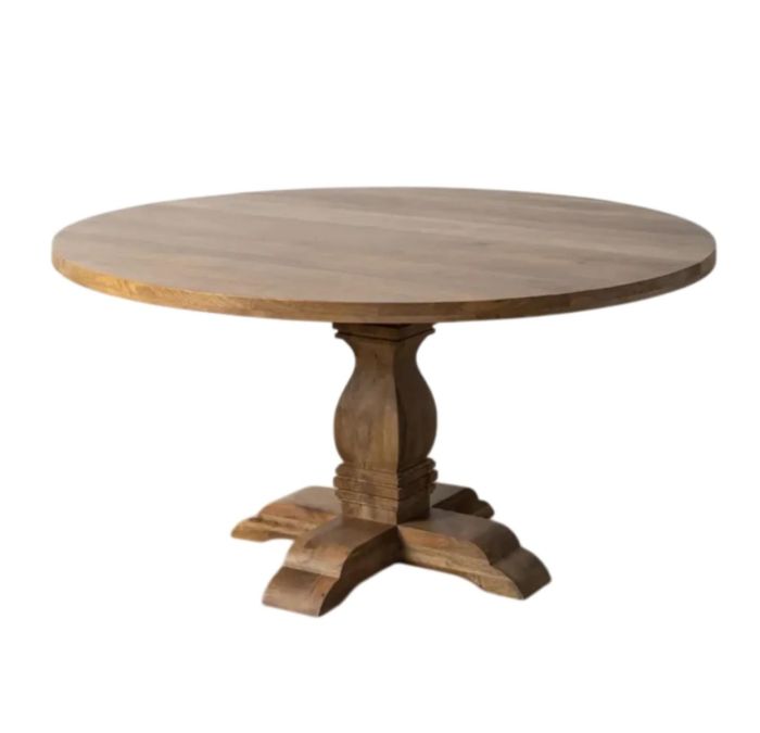 Mesa de comedor nórdico moderno en madera de mango natural.