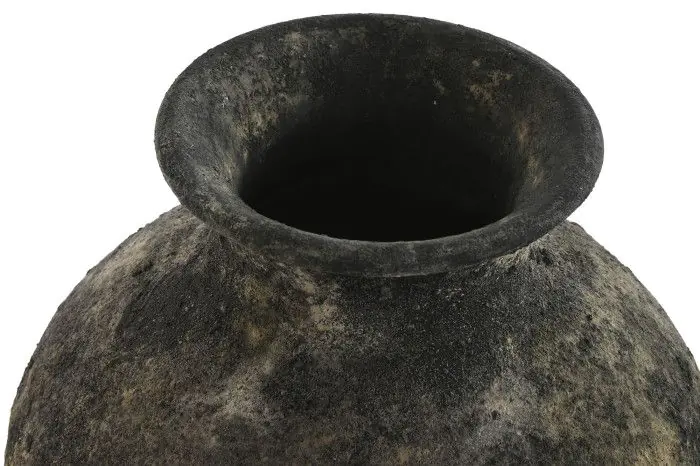 Jarrón Terracota 26X26X46'5 Gris Envejecido Oscuro