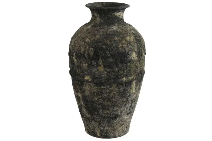 Jarrón Terracota 26X26X46'5 Gris Envejecido Oscuro