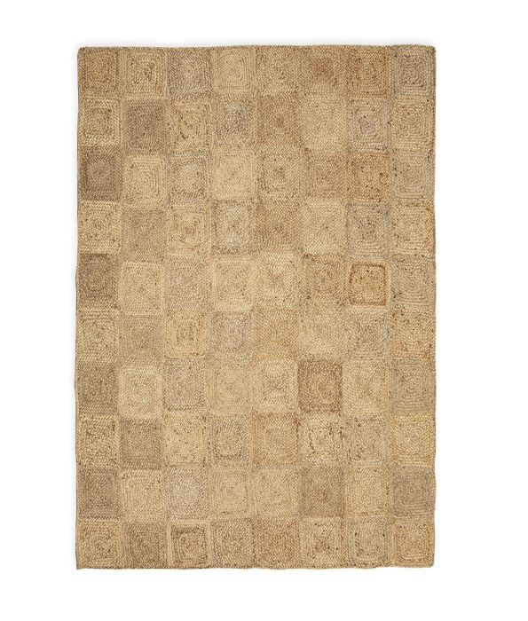 Alfombra Cuadrada Estilo Bohemio en Yute Natural.