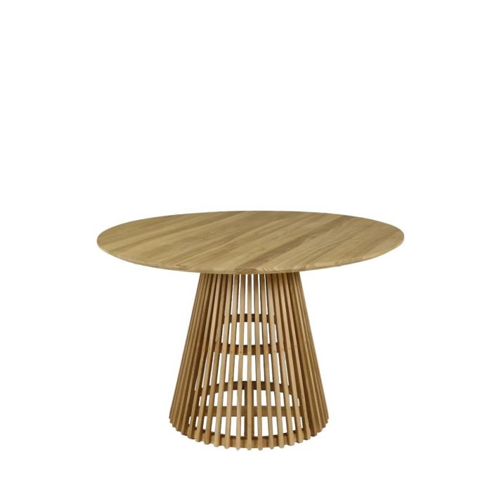 Mesa Comedor Redonda Madera Teca Natural, 120 Cm