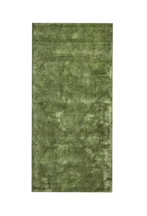 Alfombra moderna en tela verde brillante.