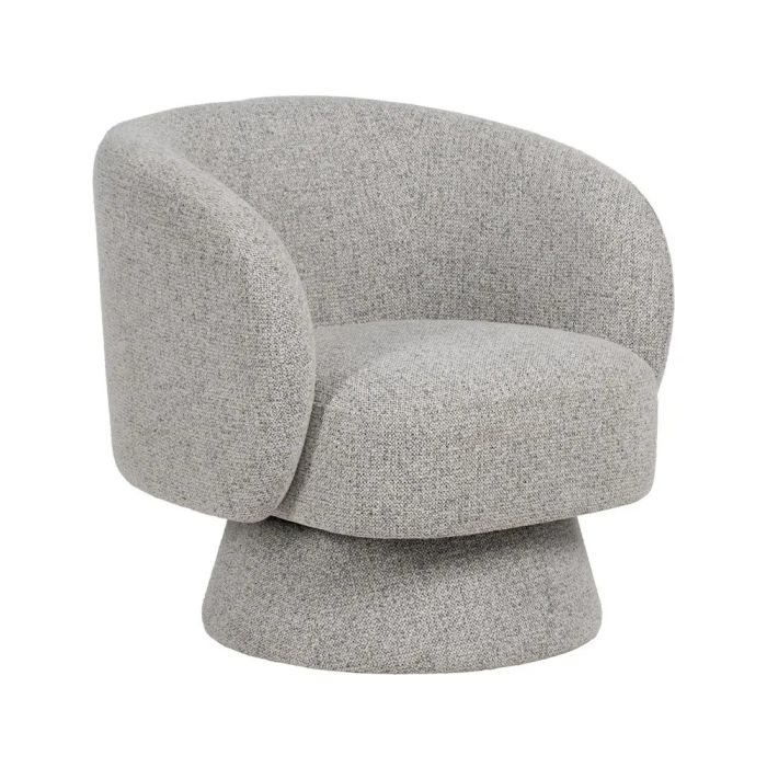 Sillón moderno gris en tejido y madera contrachapada.