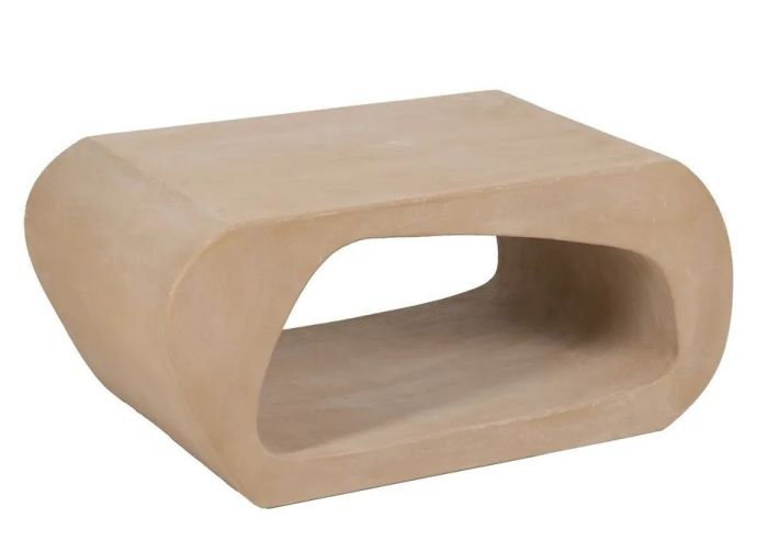 Mesa de centro nórdica con hueco central en dm tono arena.