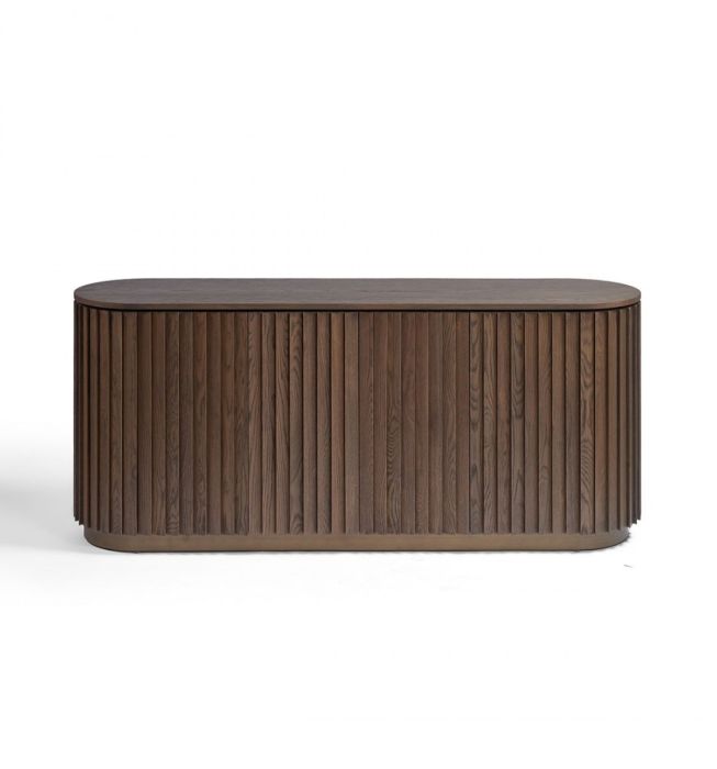 Aparador nórdico en madera de roble marrón 4 puertas.