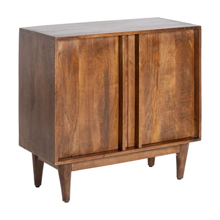 Aparador recibidor 2 puertas nórdico en madera de mango marrón.