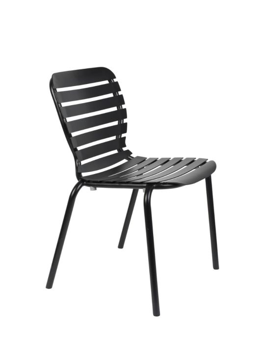 Silla con lamas verticales moderna en aluminio negro.
