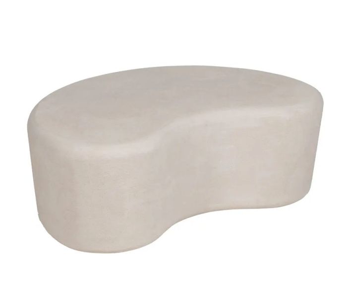 Mesa de centro en forma de riñón nórdica en dm blanco.
