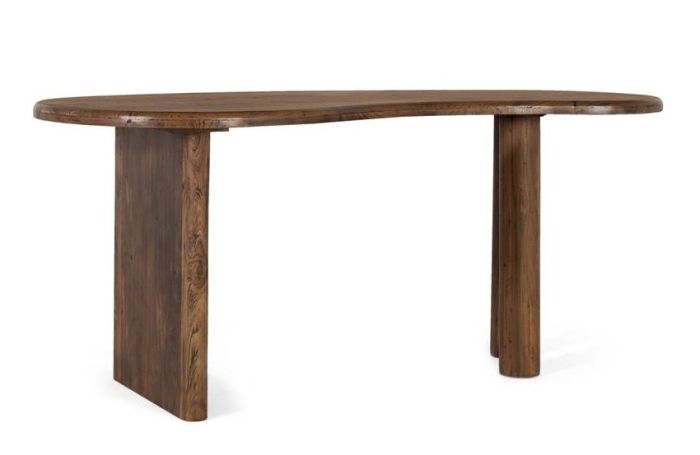 Escritorio orgánico de madera de teca en acabado nogal.
