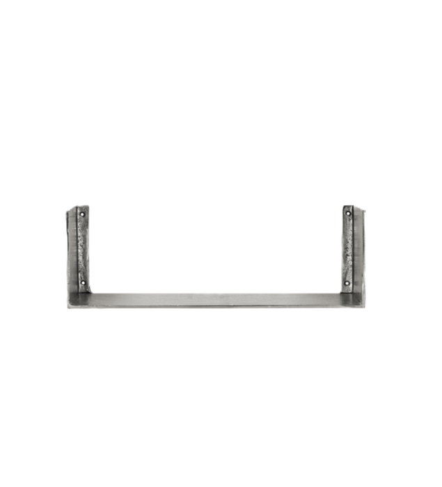 Estante industrial moderno en aluminio plateado.