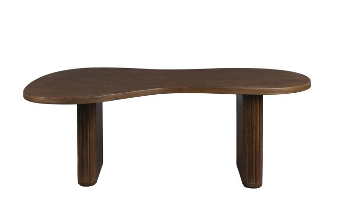 Mesa de centro nórdica orgánica en madera de mango natural.