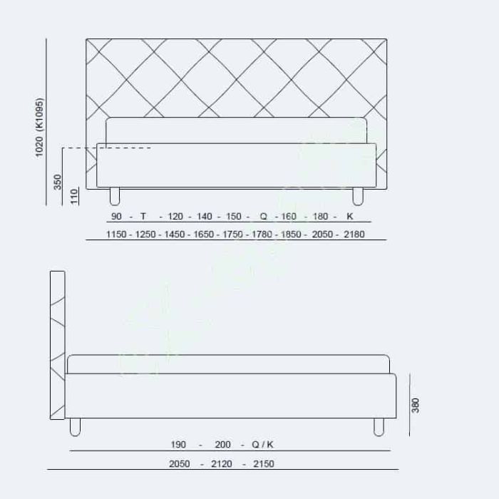 Cama Minimalista Color Arena Tapizada