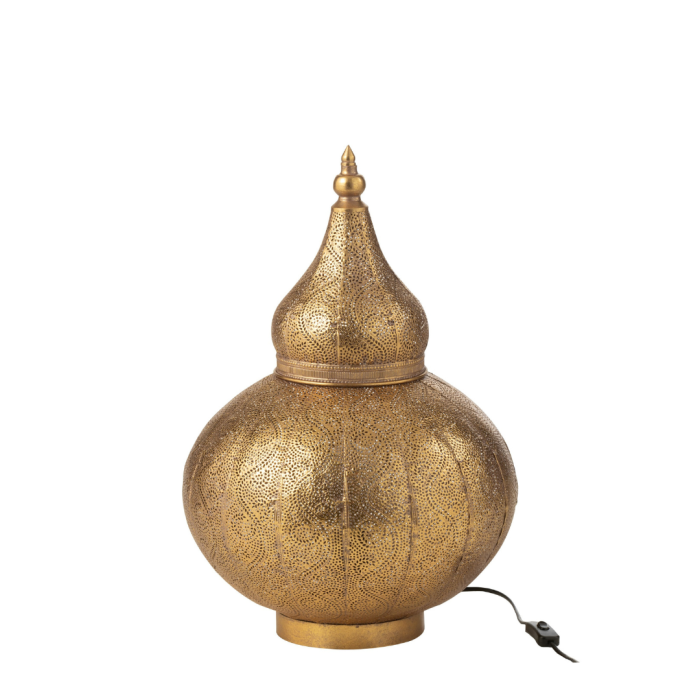 Lámpara oriental en metal dorado.