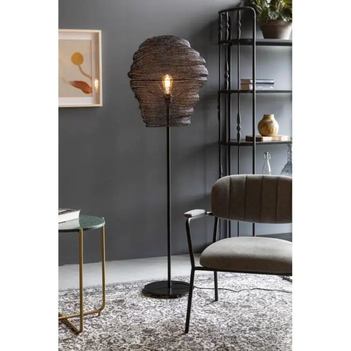Lámpara de Pie Metal Lacado Negro, 154 Cm