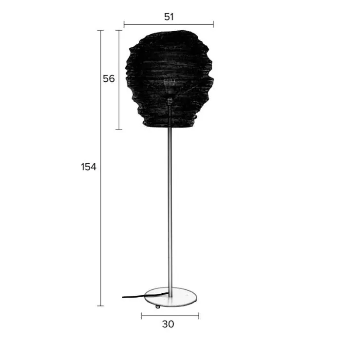 Lámpara de Pie Metal Lacado Negro, 154 Cm