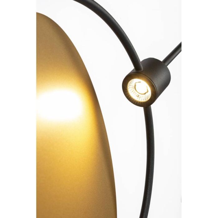 Lámpara de Pie Cristal Hierro Blanco/Negro/Dorado, 141 Cm