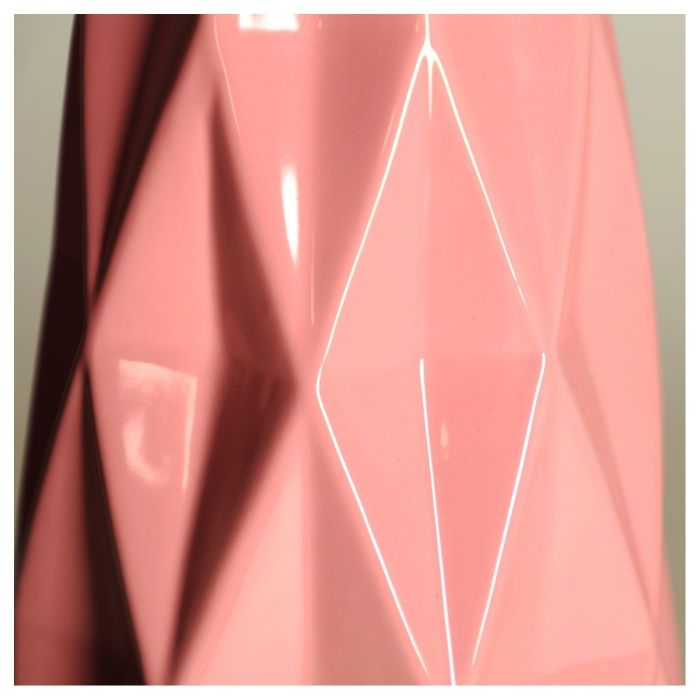 Lámpara De Sobremesa Art Decó Hierro Oro Cerámica Rosa,38 Cm