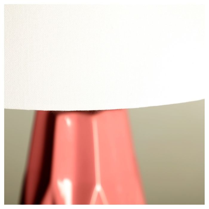 Lámpara De Sobremesa Art Decó Hierro Oro Cerámica Rosa,38 Cm