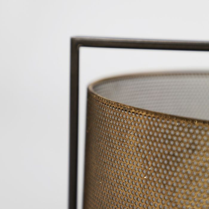 Lámpara De Sobremesa Industrial Metal Oro Negro 25Cm