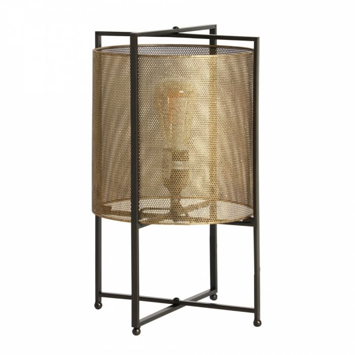 Lámpara De Sobremesa Industrial Metal Oro Negro 25Cm