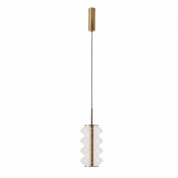 Lámpara de techo en metal oro envejecido y cristal transparente 12 cm