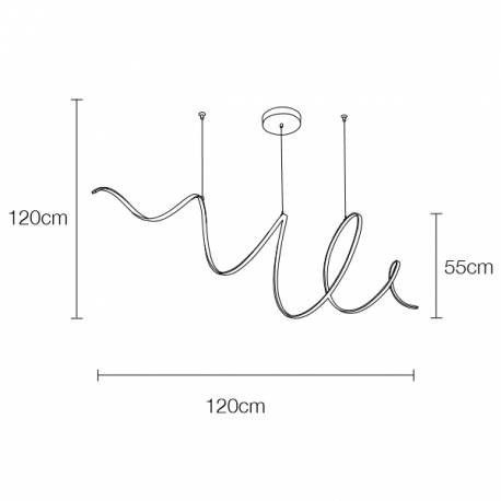 Lámpara De Techo Diseño Moderno Espiral Plata, 120 cm 