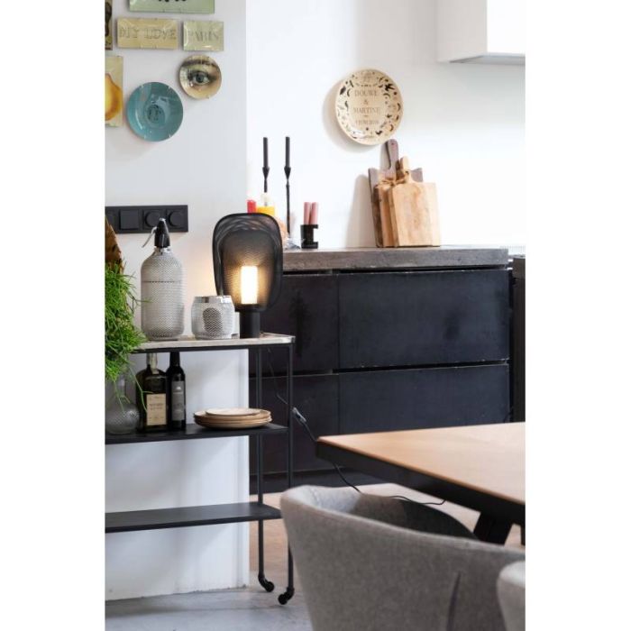 Lámpara Sobremesa Hierro Negro, 39 Cm