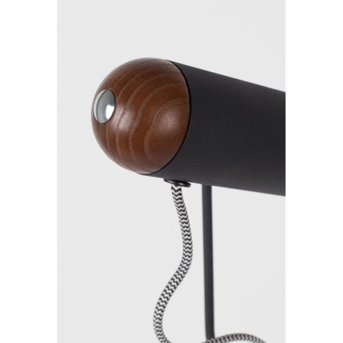 Lámpara de Sobremesa Hierro Madera Nogal Negro, 53 Cm