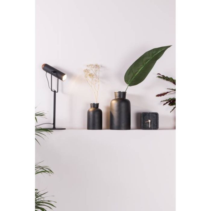 Lámpara de Sobremesa Hierro Madera Nogal Negro, 53 Cm