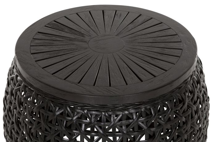 Mesa Centro Pequeña Rimini Madera Mixta Ratán Negro, 61 Cm