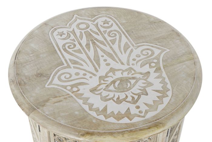 Mesa Auxiliar Oriental Mango Blanco Decapado, 54 Cm