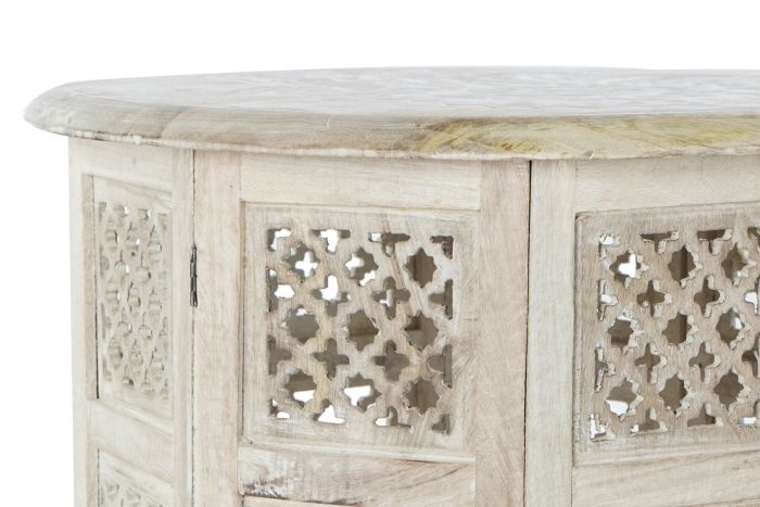 Mesa Auxiliar Oriental Mango Blanco Decapado, 54 Cm