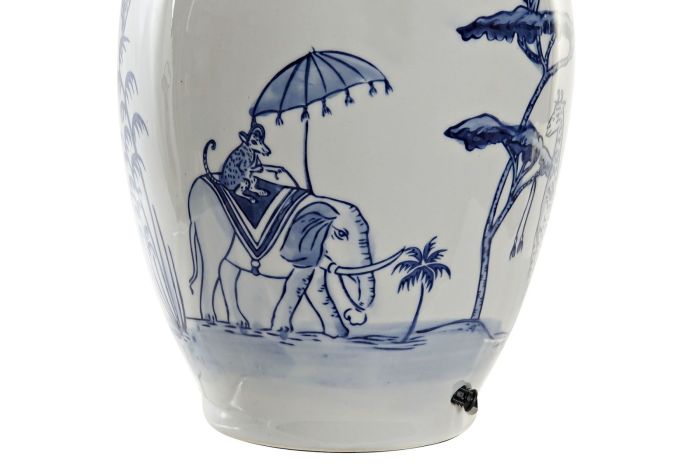 Lámpara De Sobremesa Blanco Porcelana Elefante,40 Cm