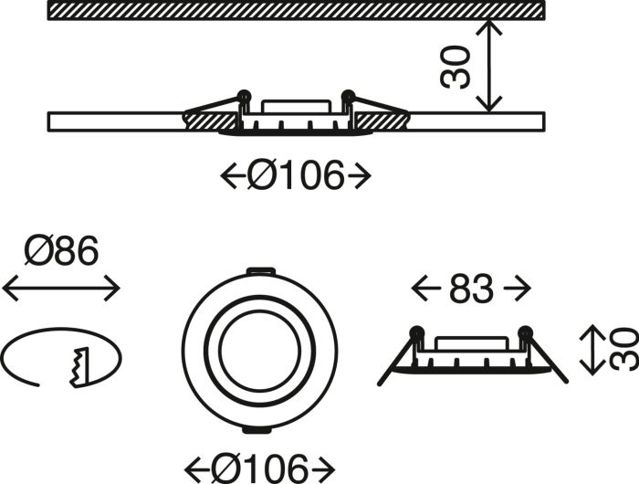 Foco Empotable Led Pvc Níquel Mate, 10,6 Cm