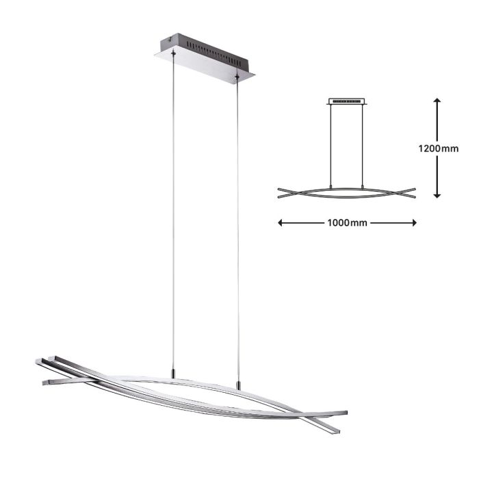 Lámpara De Techo Led Diseño Moderno Aluminio  Plata, 100 cm 