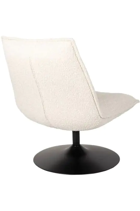  Armchair white shearling fabric black metal.